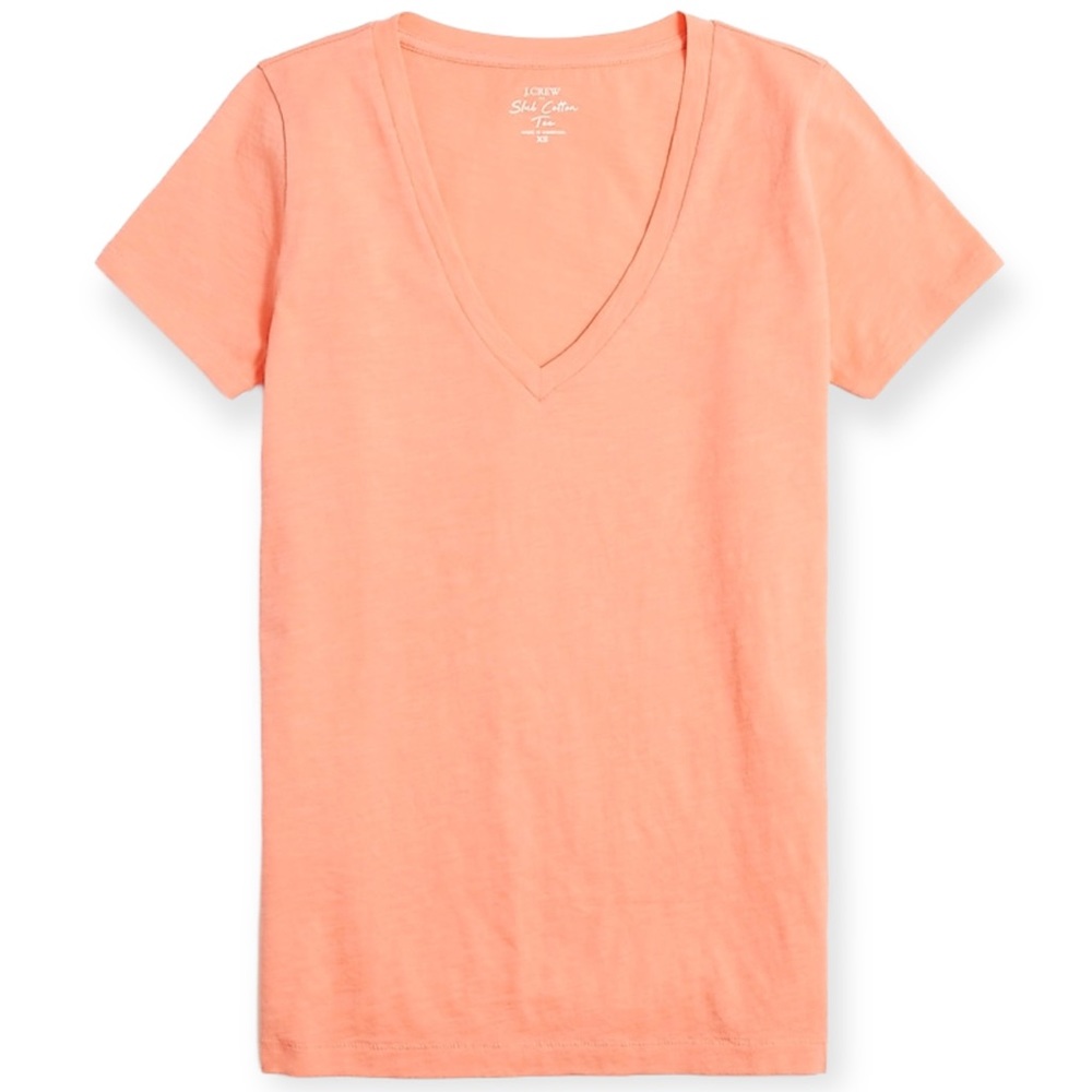 J. CREW Tee Vintage Slub Cotton Pale Guava V-Neck Short Sleeve T-Shirt NWT - Picture 12 of 12